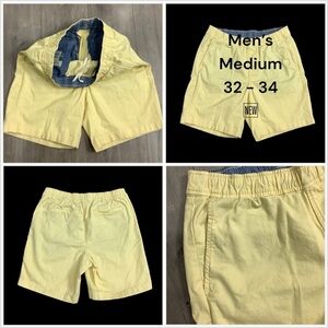 Men's L.L. Bean Medium 32 - 34 Shorts Yellow Chino Khakis Stretch Elastic Waist
